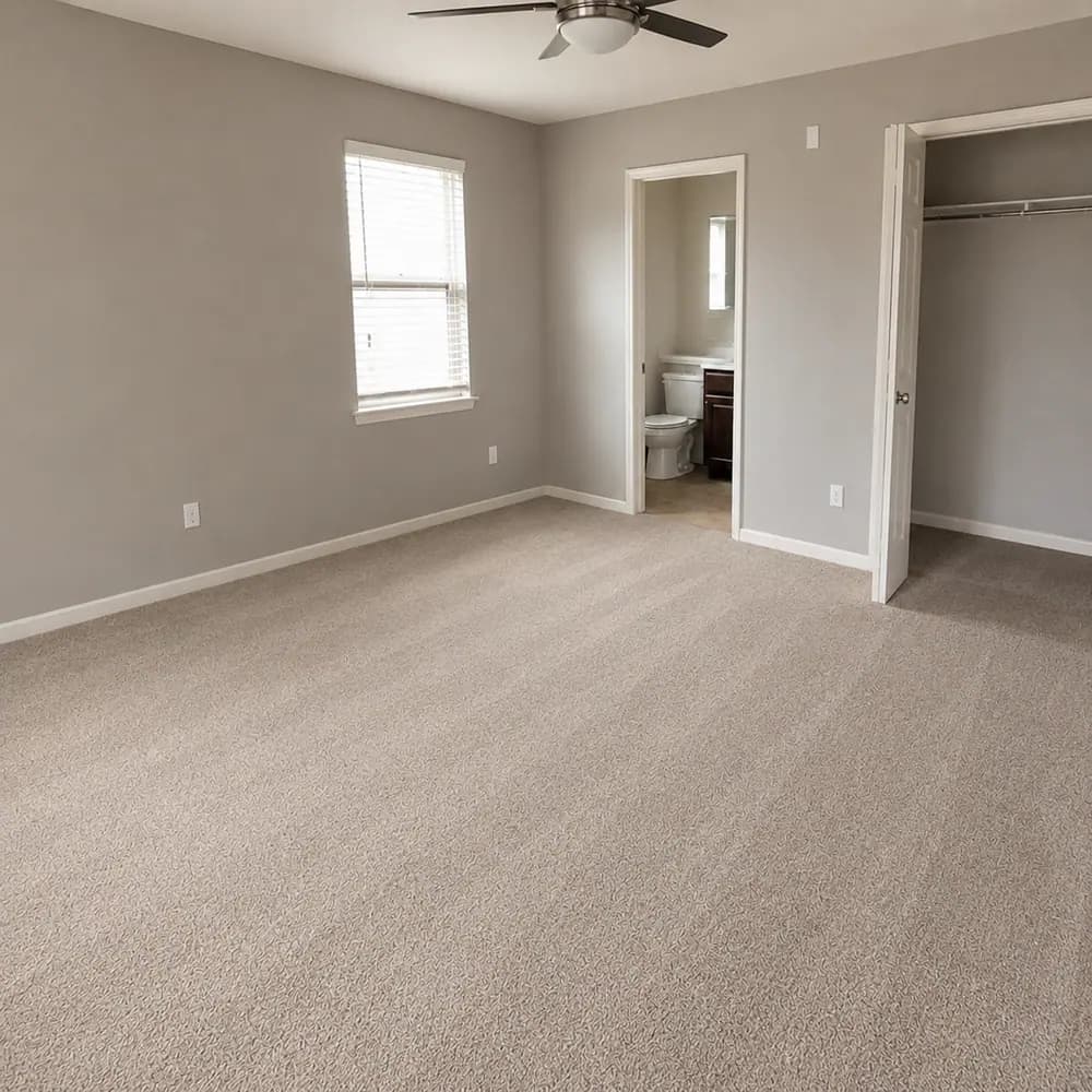 The same empty bedroom vacuumed and wiped down ready for handover