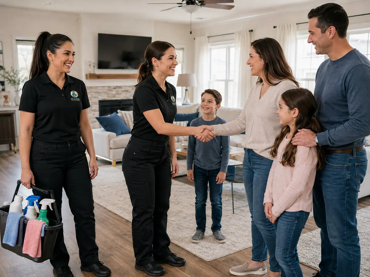 Hygiene Maids team meeting a Dallas family in their home