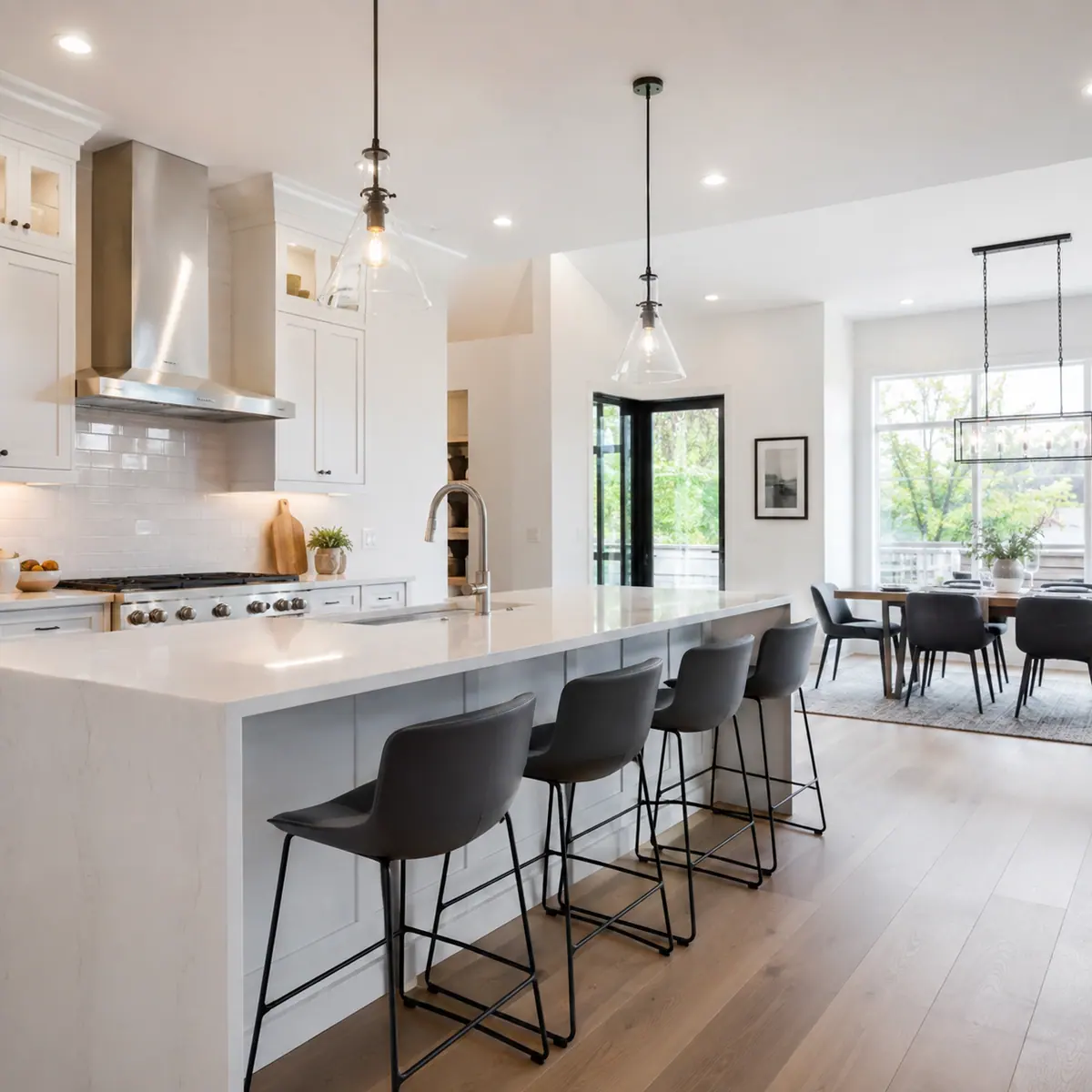 Modern condo kitchen in Dallas with clean quartz counters and stainless appliances